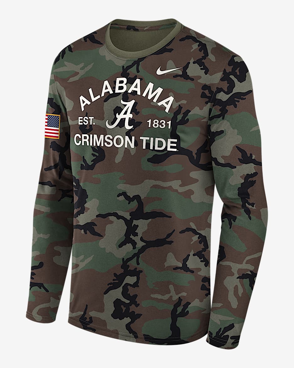 Alabama 2025 Military Appreciation Legend Men's Nike Dri-FIT College Long-Sleeve T-Shirt - Olive