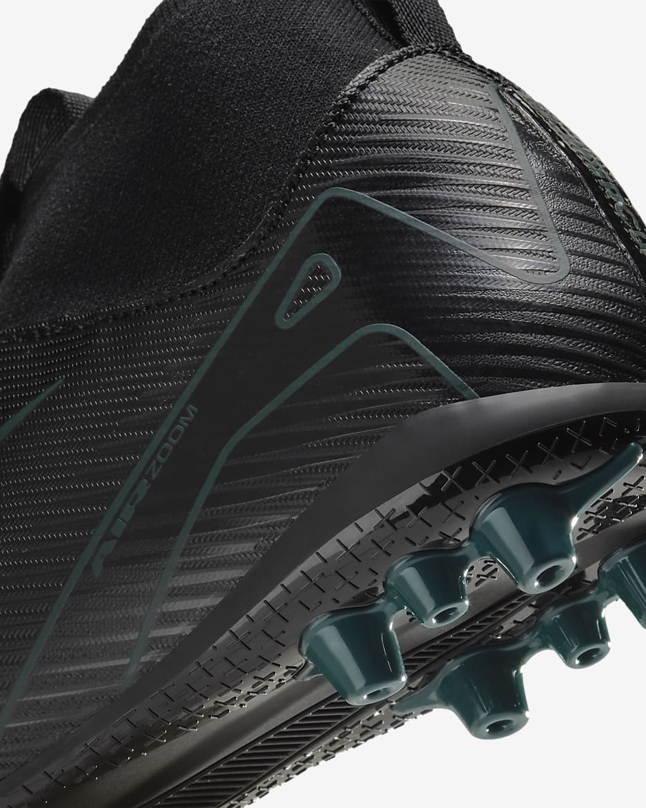 Chuteiras de futebol de cano alto AG Nike Jr. Mercurial Superfly 10 Academy para criança/Júnior - Preto/Deep Jungle/Preto