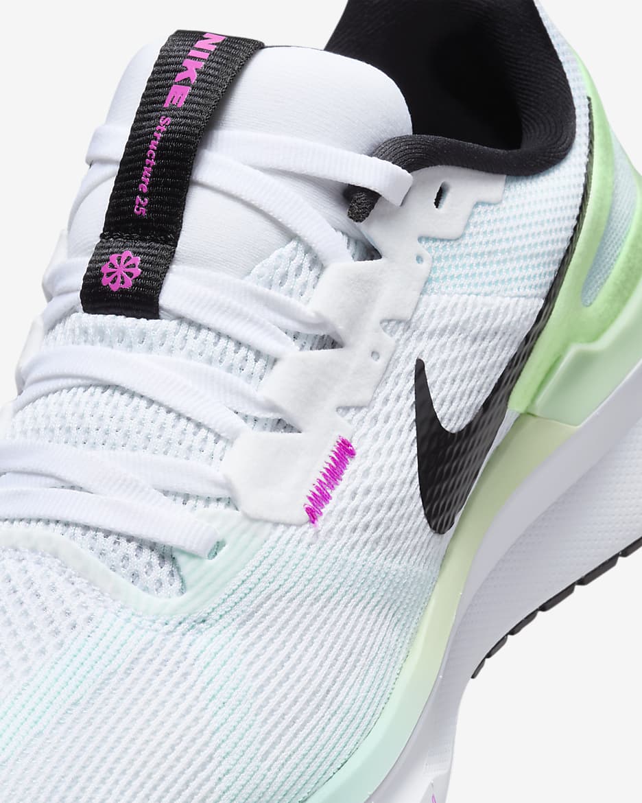 Tenis de correr en pavimento para mujer Nike Structure 25 - Blanco/Azul glacial/Verde vapor/Negro