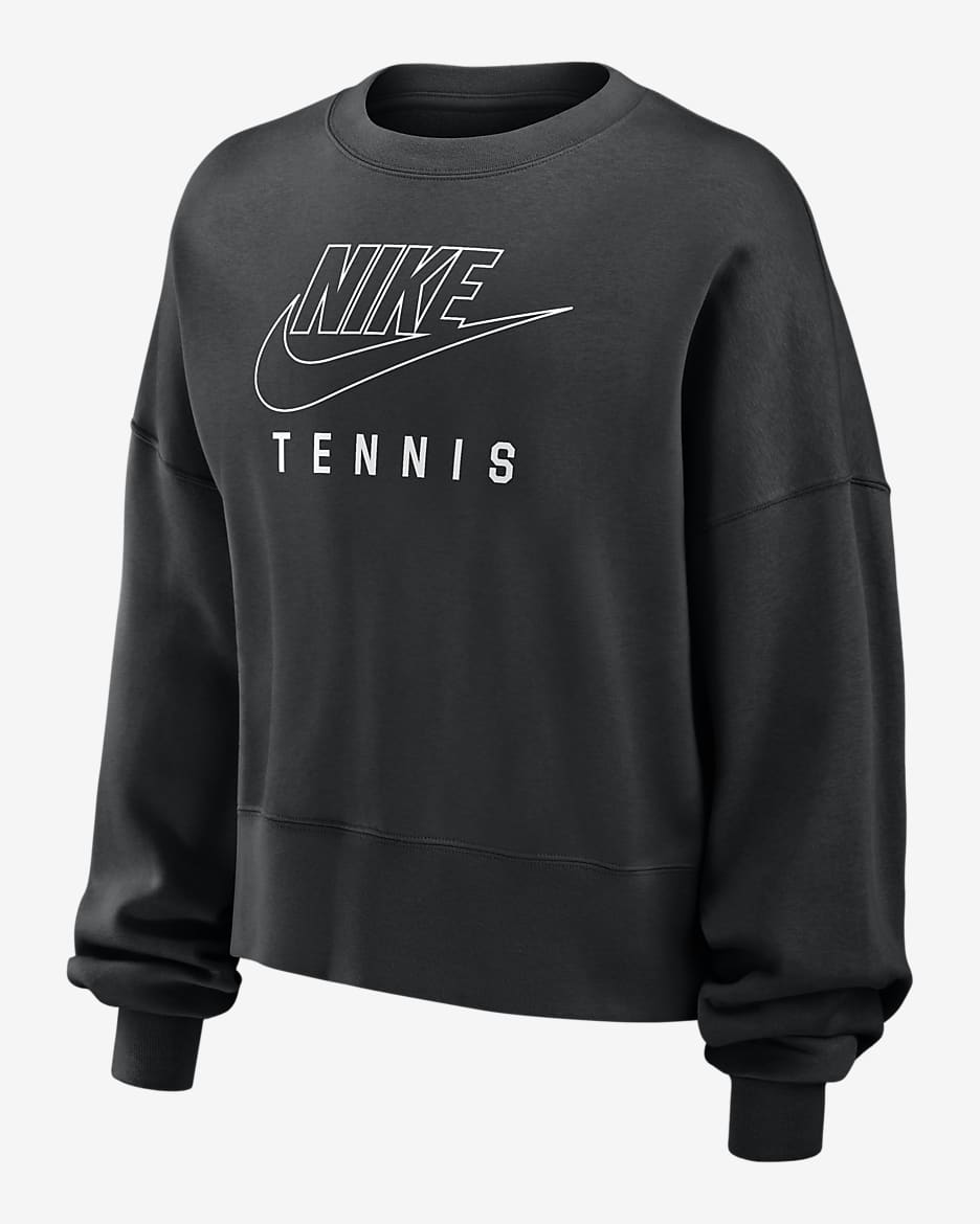 Sudadera de tenis de cuello redondo para mujer Nike Phoenix Fleece - Negro