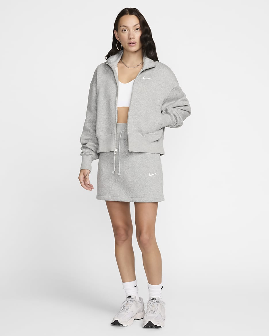 Nike Sportswear Phoenix Fleece Women's Oversized Track Jacket - Dark Grey Heather/Sail