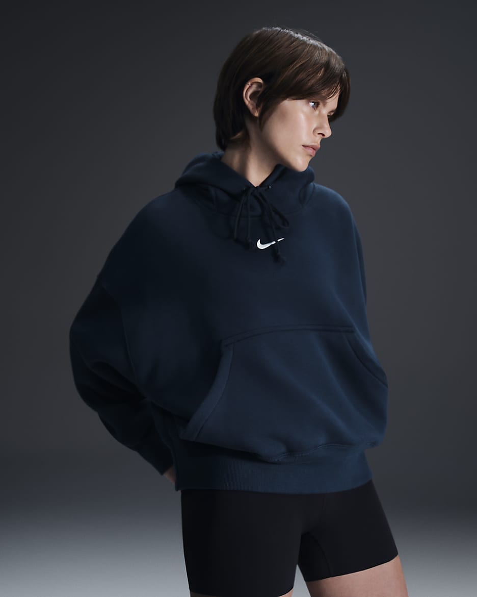 Nike Sportswear Phoenix Fleece Women's Over-Oversized Pullover Hoodie - Armory Navy/Sail