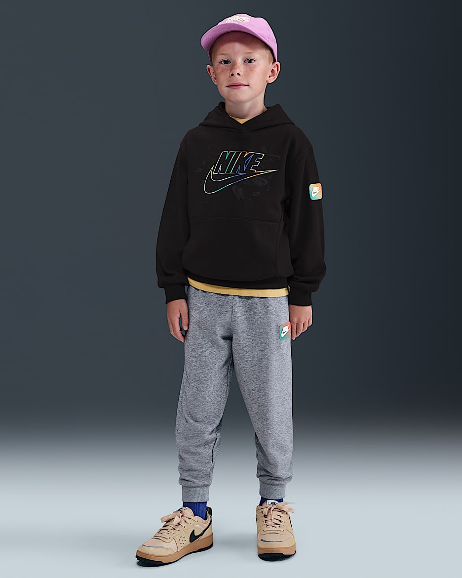 Nike Sportswear Conjunto de dos piezas Reveal con pantalón de tejido French terry - Niño/a pequeño/a - Gris oscuro jaspeado