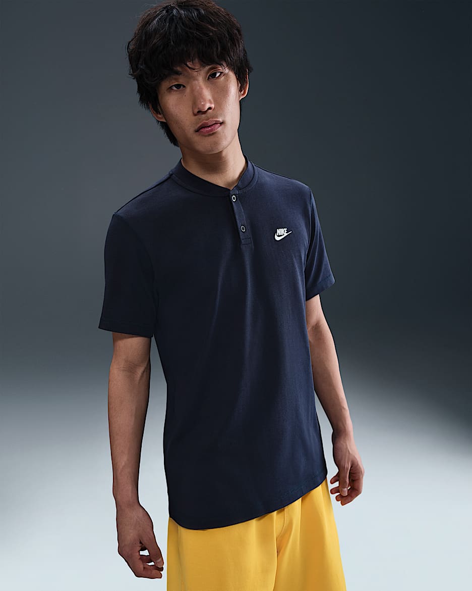 Nike Club 男款短袖半開襟上衣 - Obsidian/Obsidian/白色