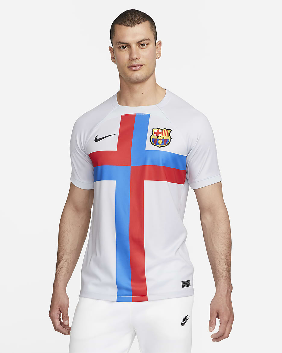เสื้อแข่งฟุตบอลผู้ชาย Nike Dri-FIT FC Barcelona 2022/23 Stadium Third - Sky Grey/ดำ