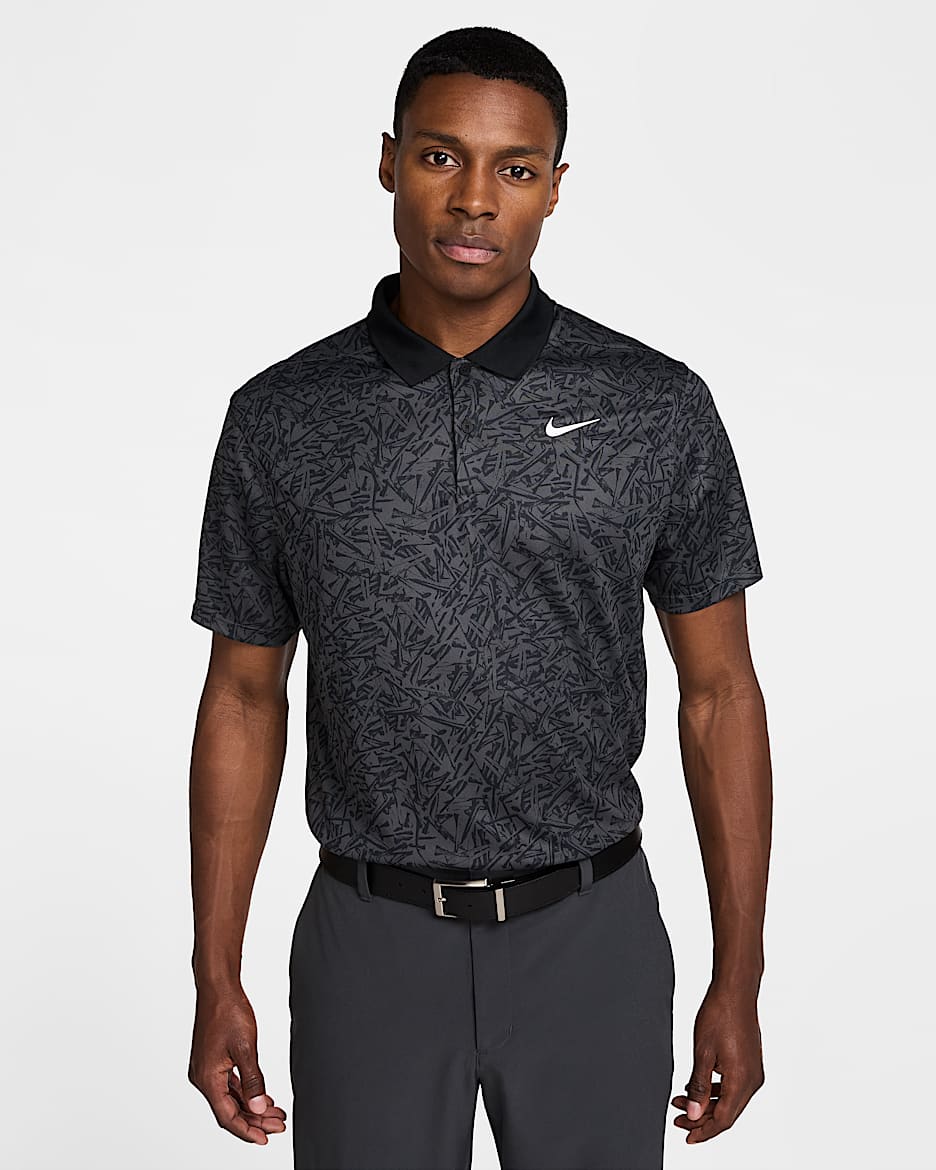 Nike Dri-FIT Victory+ Men's Allover Print Golf Polo - Anthracite/Black/Anthracite/White