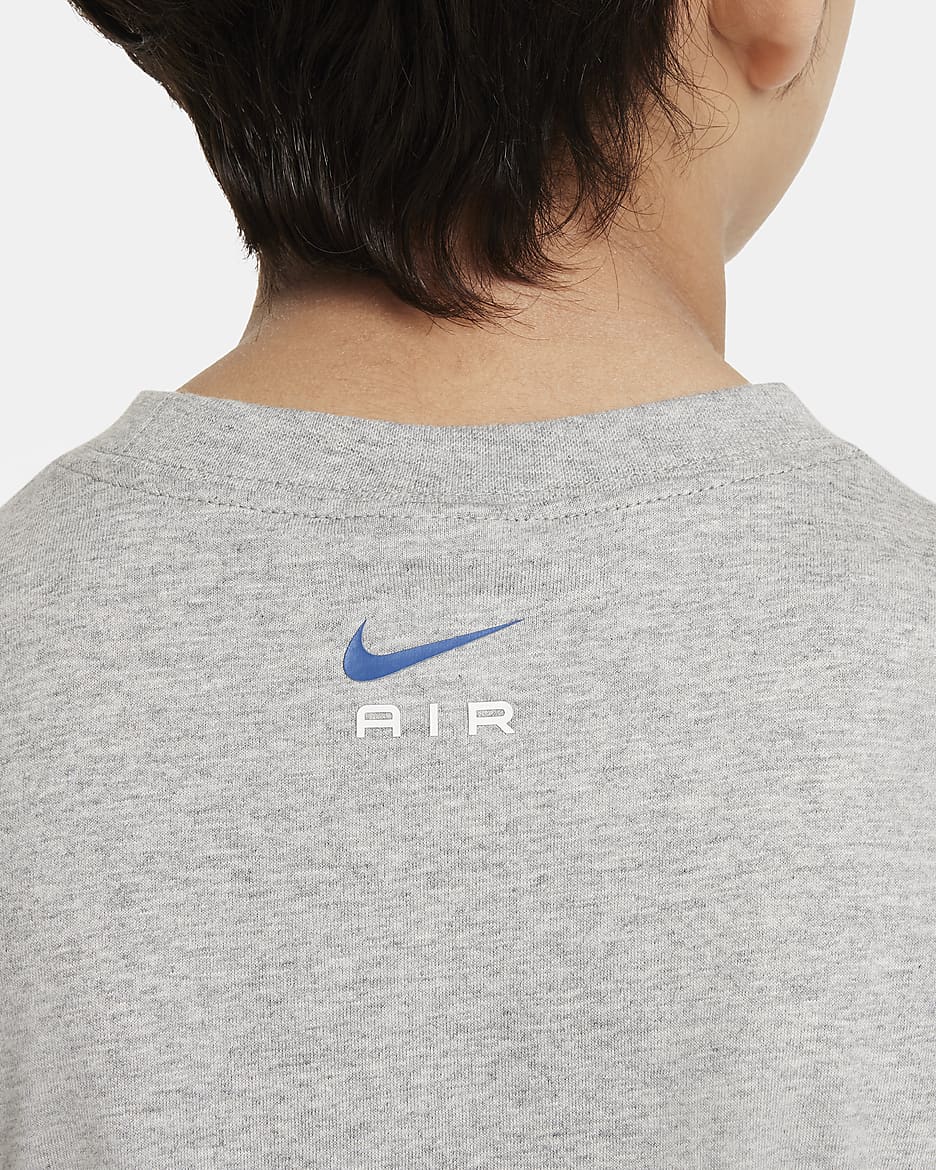 Nike Air-T-shirt til større børn (drenge) - Dark Grey Heather/Court Blue