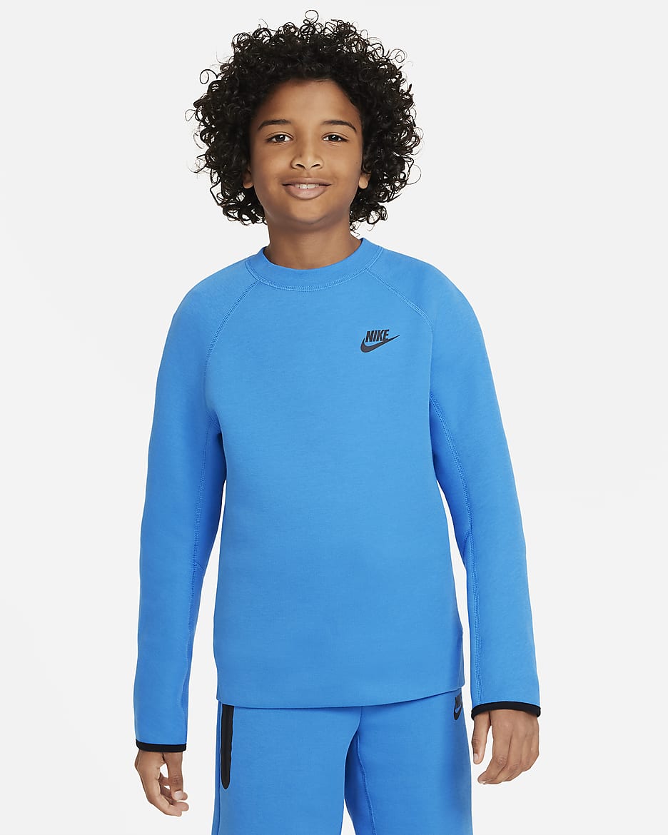 Nike Sportswear Tech Fleece Older Kids' (Boys') Sweatshirt - Light Photo Blue/Black/Black
