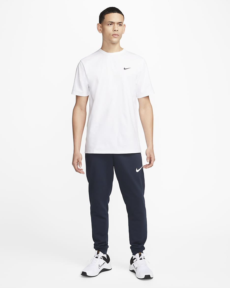 Nike Dry Men's Dri-FIT Taper Fitness Fleece Trousers - Obsidian/White
