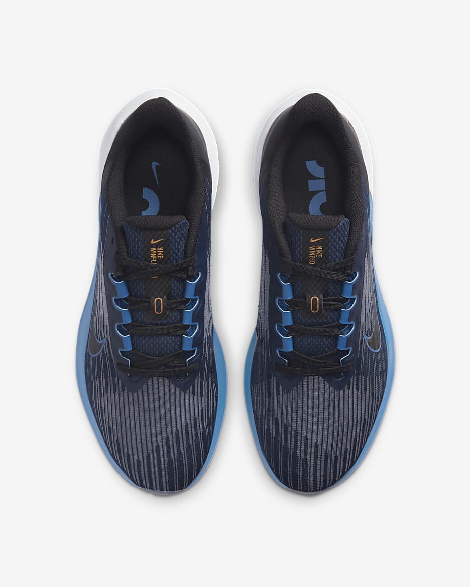 Nike Winflo 9 Men's Road Running Shoes - Obsidian/Black/White/Dark Marina Blue