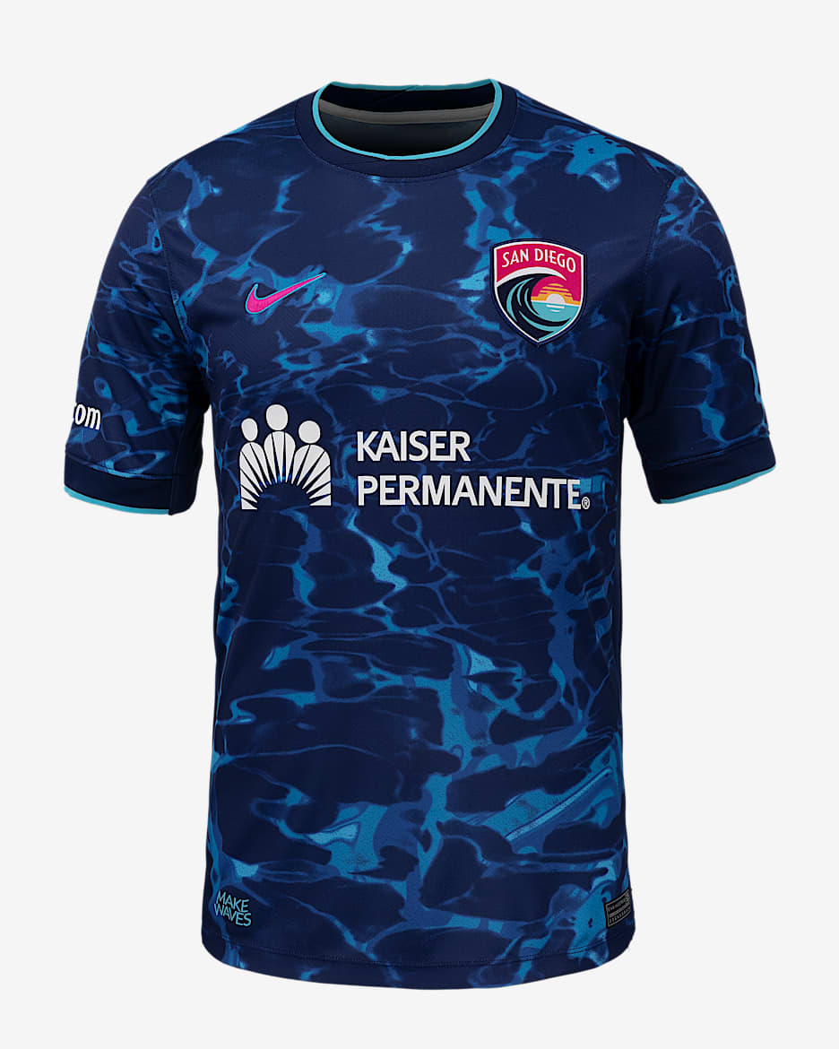 Jersey Nike Dri-FIT de la NWSL Replica del San Diego Wave FC visitante 2025 Stadium para hombre - Arrendajo azul/Azul vacío