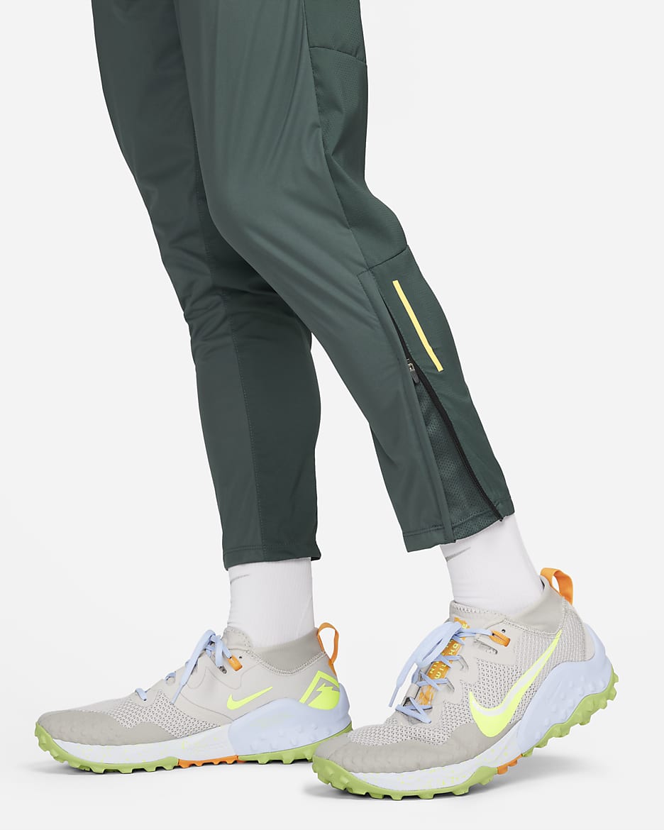 Nike Dri-FIT Phenom Elite Men's Knit Trail Running Trousers - Faded Spruce/Light Silver/Citron Pulse