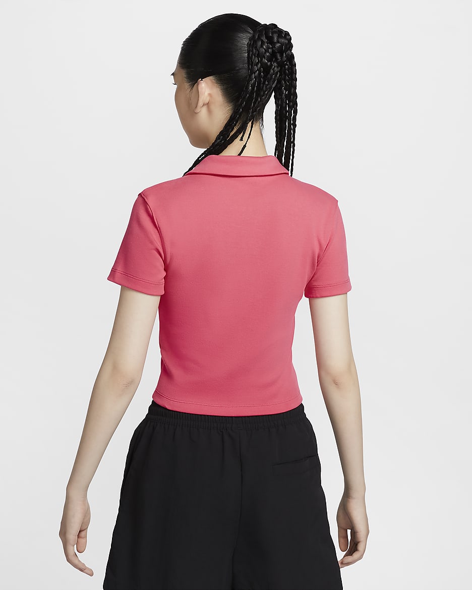 Nike Sportswear Essential Women's Short-Sleeve Polo Top - Aster Pink/Sail