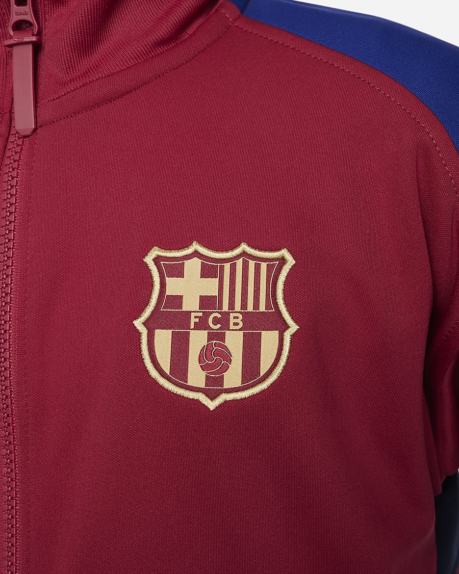 F.C. Barcelona Academy Pro Third Older Kids' Nike Dri-FIT Football Knit Jacket - Noble Red/Obsidian/Deep Royal Blue/Club Gold