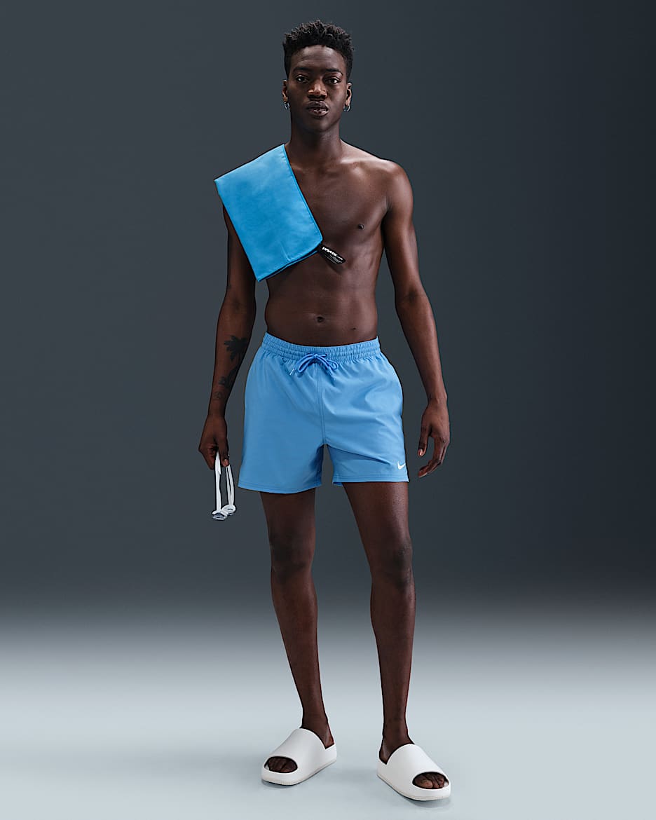 Shorts de vóleibol de 13 cm con ropa interior tipo bóxer para hombre Nike Swim Breaker - Azul universitario