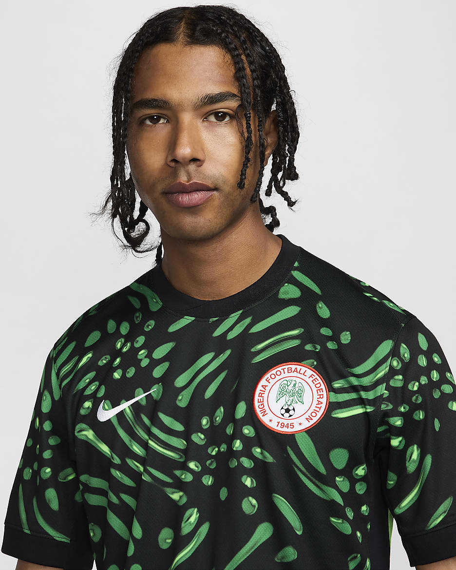 Nigéria 2024 Stadium idegenbeli Nike Dri-FIT férfi replika futballmez - Fekete/Lucky Green/Fehér