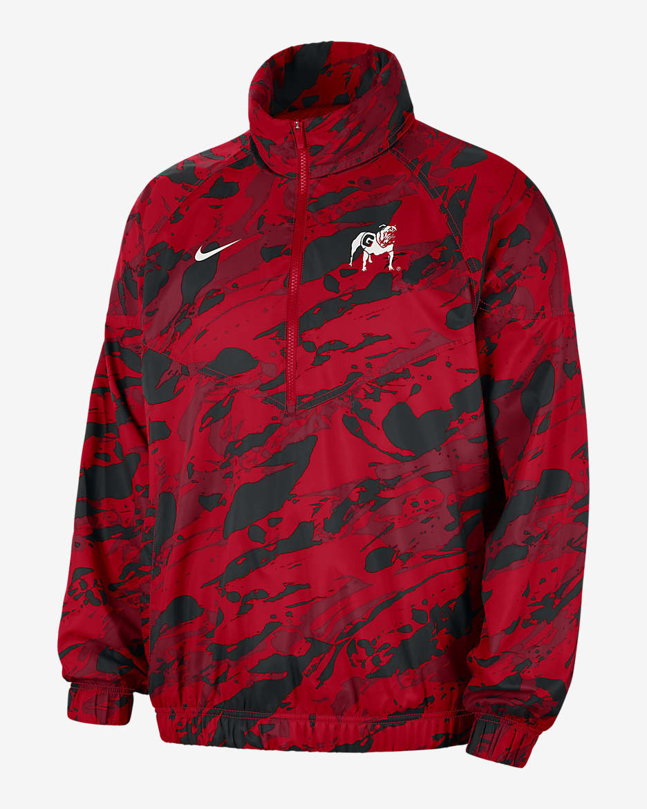 Georgia Windrunner Men's Nike College Anorak Jacket - University Red/Summit White