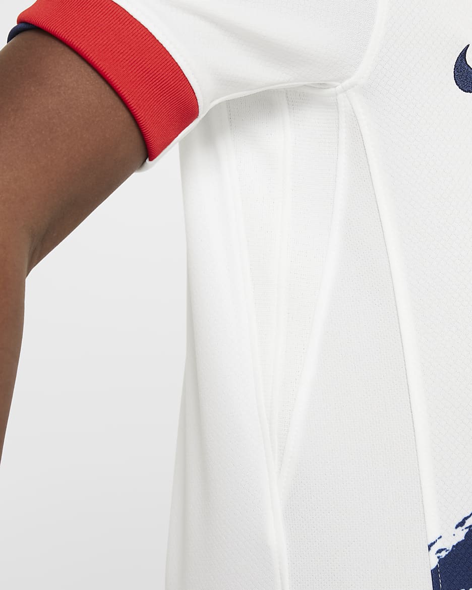 Replika venkovního fotbalového dresu Nike Dri-FIT Paris Saint-Germain Stadium 2024/25 pro větší děti - Bílá/Midnight Navy/University Red/Midnight Navy