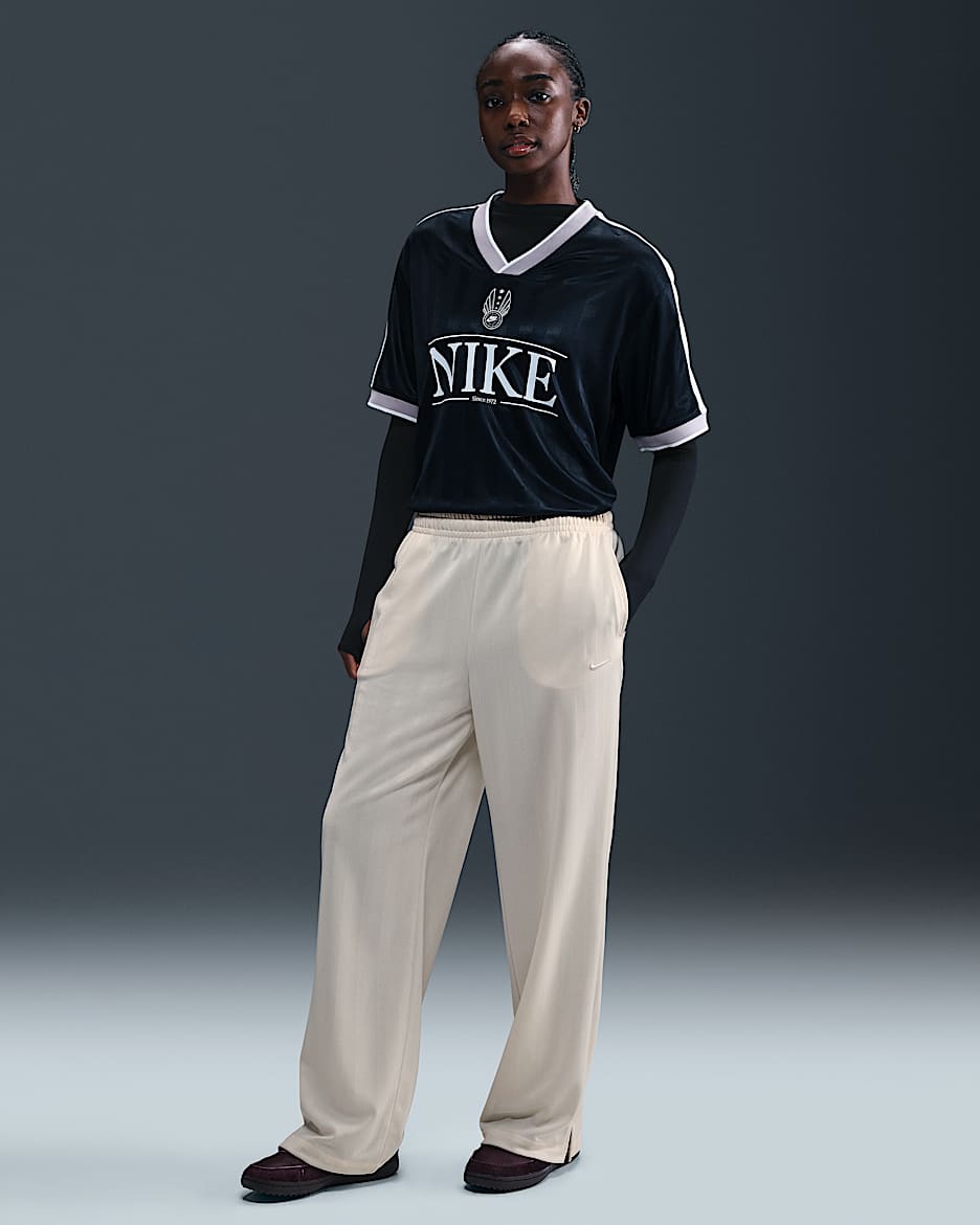Nike Sportswear Women's Mid-Rise Loose Jacquard Striped Track Pants - Pale Ivory/Sail