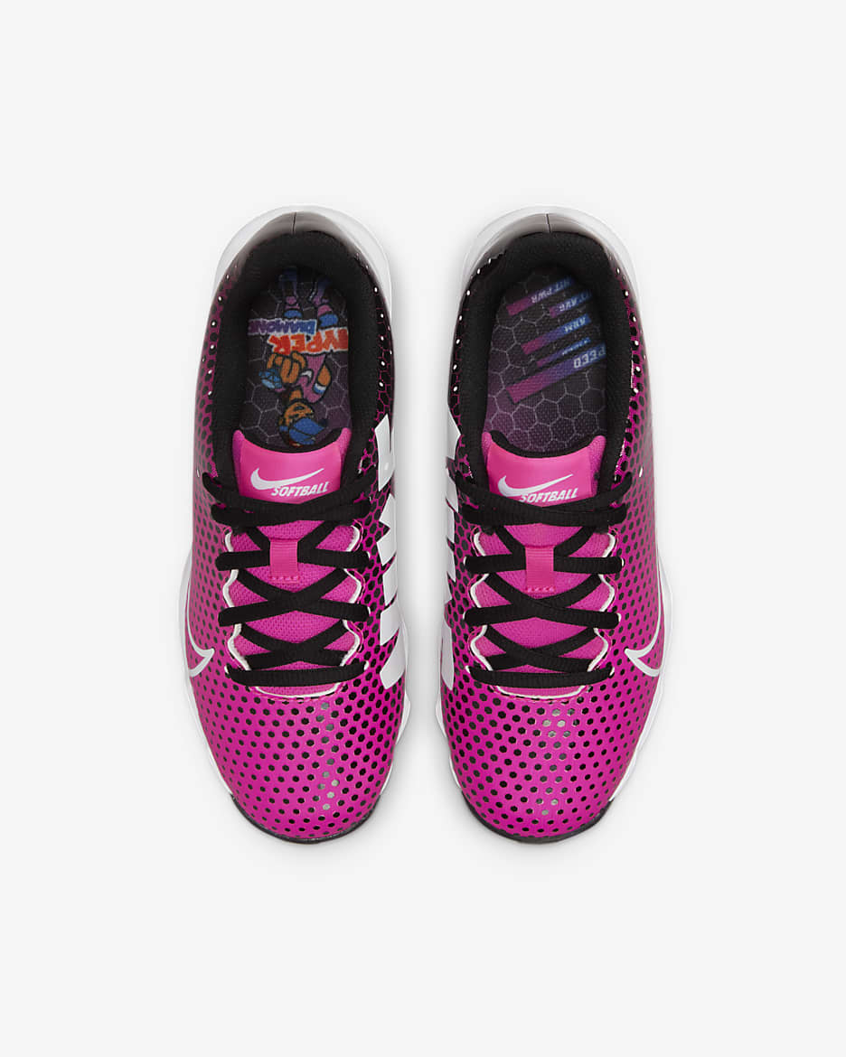 Tacos de softball para niños grandes Nike Hyperdiamond 4 Keystone GG - Negro/Rosa feroz/Blanco