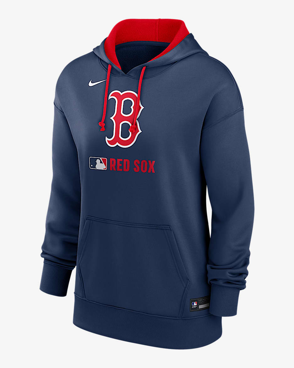 Sudadera con gorro sin cierre Nike Therma de la MLB para mujer Boston Red Sox Authentic Collection - Azul marino