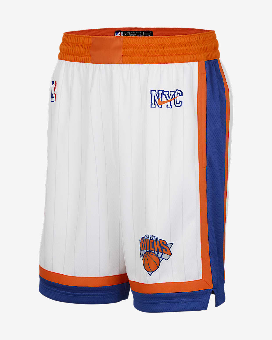 New York Knicks 2024/25 City Edition Men's Nike Dri-FIT NBA Swingman Shorts - White/Brilliant Orange