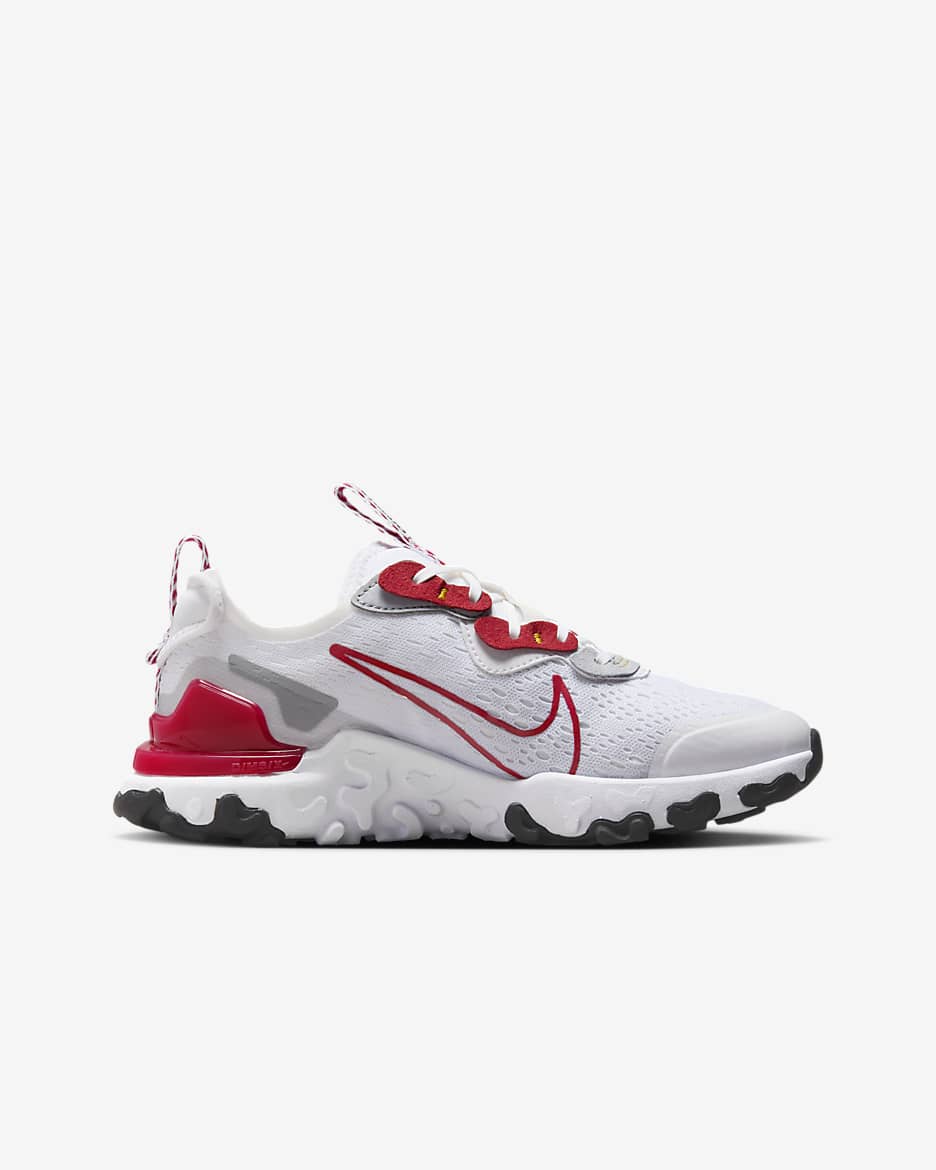 Chaussures Nike React Vision pour ado - Blanc/Wolf Grey/Noir/Gym Red