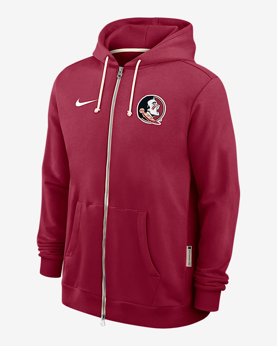Florida State Sideline Men's Nike Dri-FIT College Full-Zip Hoodie - Garnet