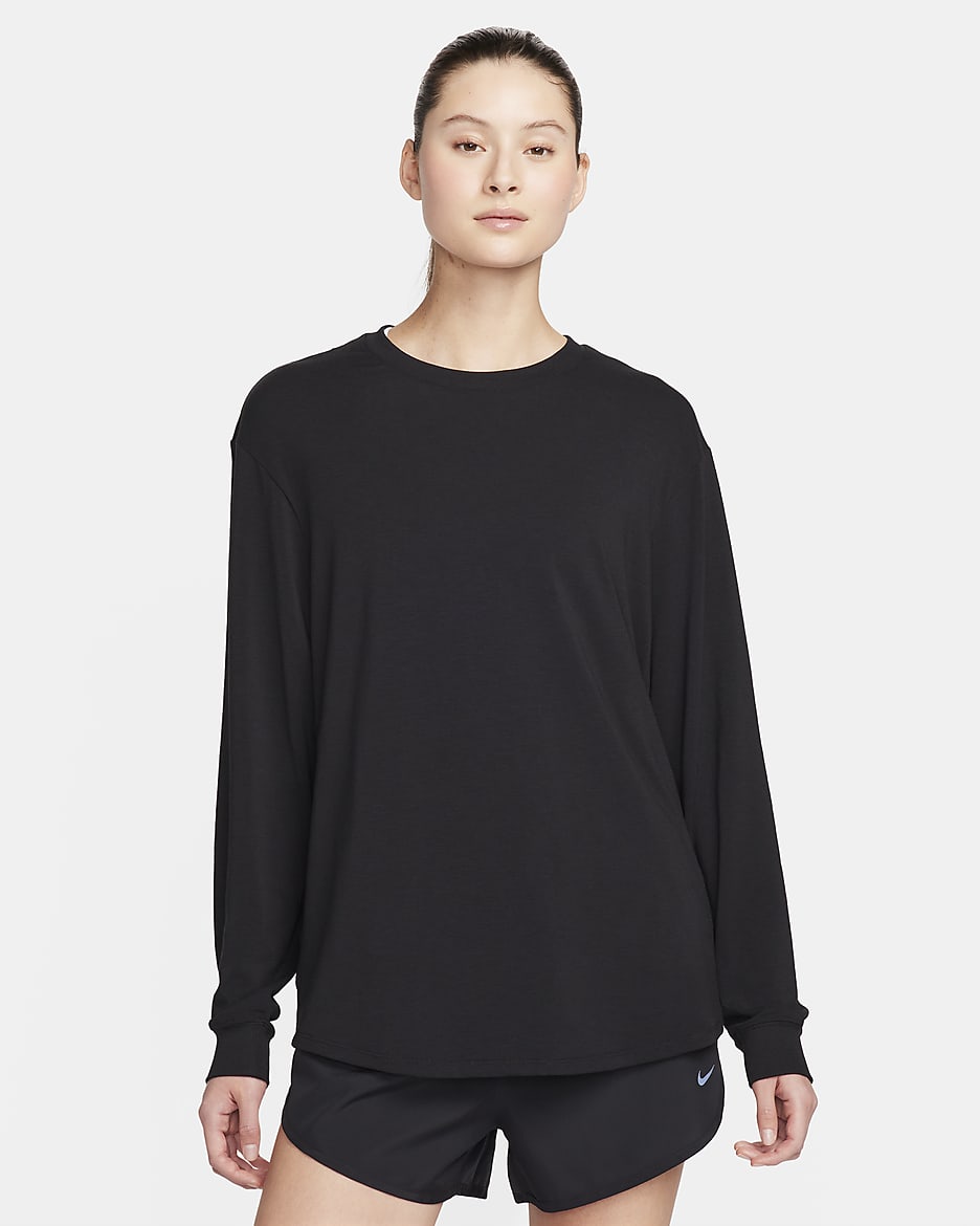 Nike One Relaxed Women's Dri-FIT Long-Sleeve Top - Black/Black