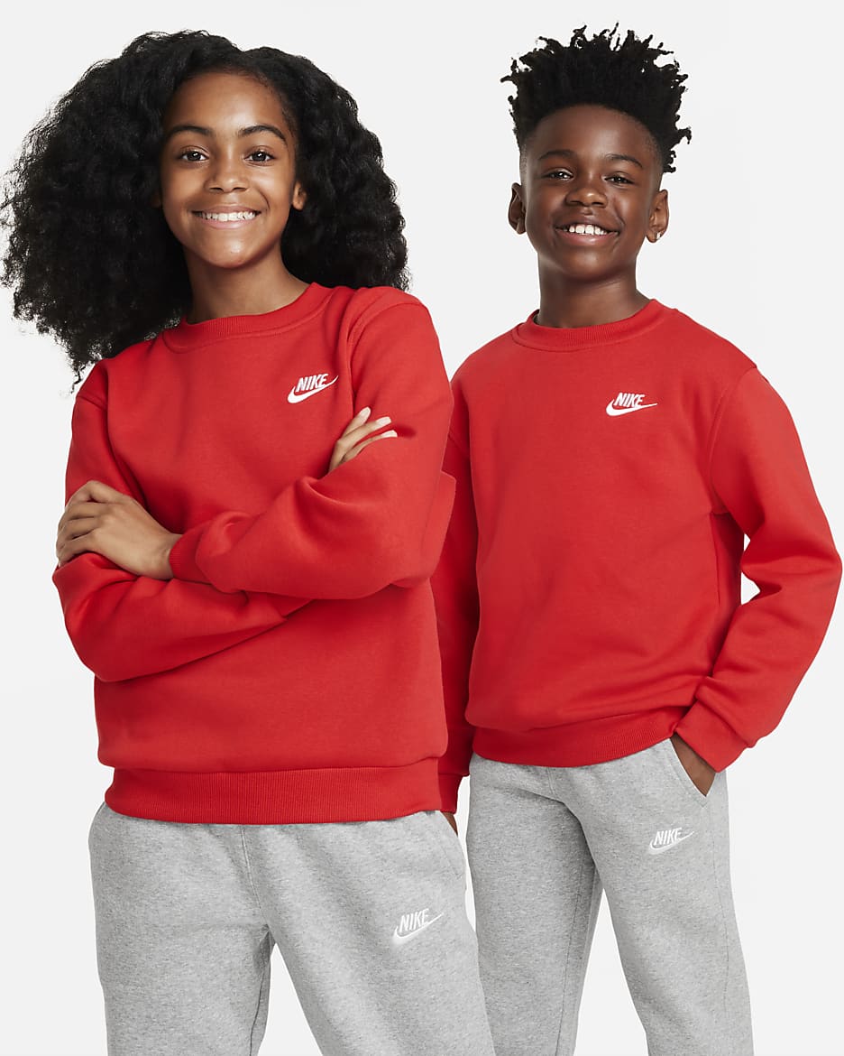 Sudadera para niños talla grande Nike Sportswear Club Fleece - Rojo universitario/Blanco