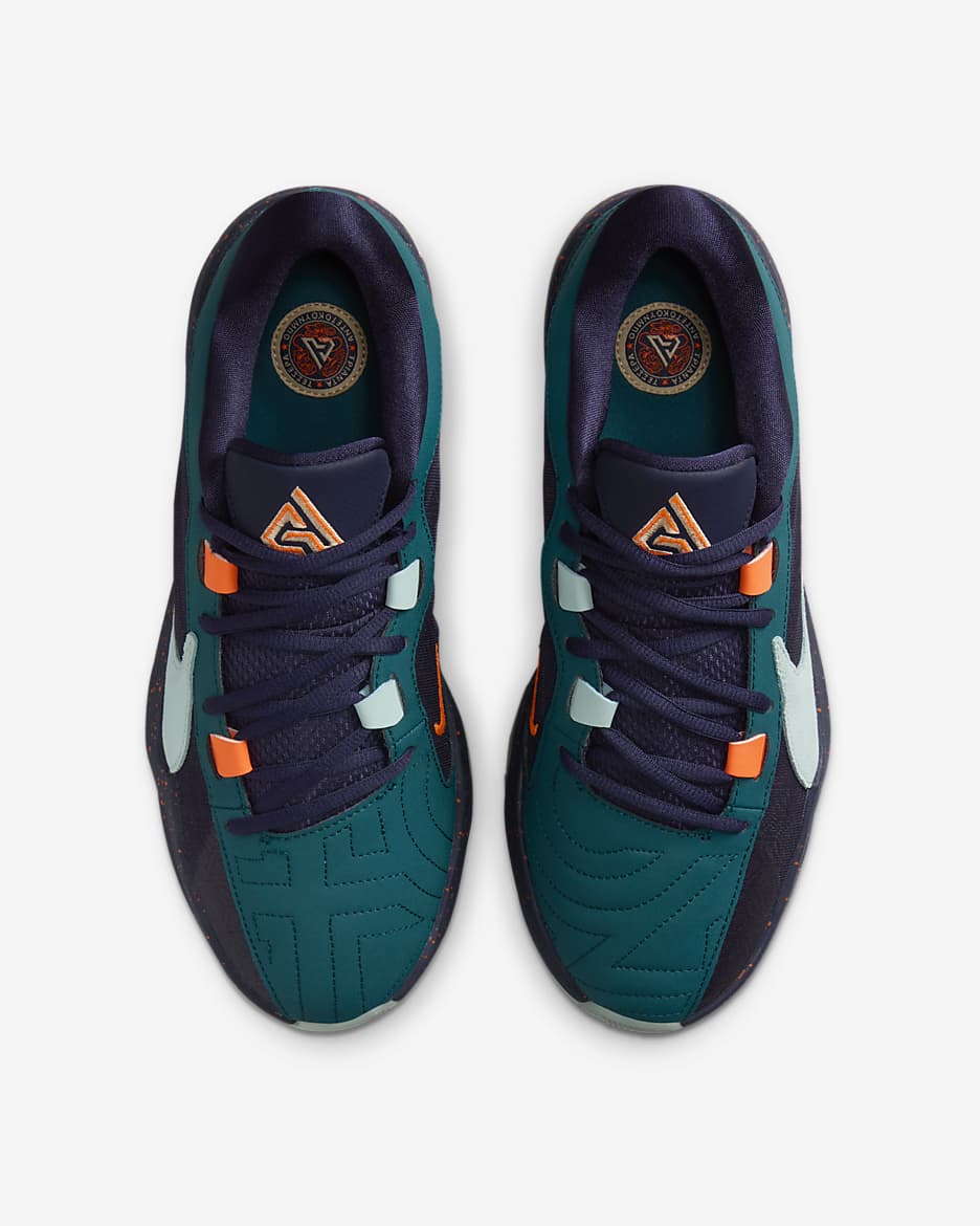 Giannis Freak 5 Basketball Shoes - Geode Teal/Purple Ink/Total Orange/Jade Ice