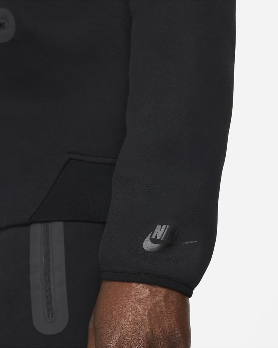 Tröja Nike Sportswear Tech Fleece med halv dragkedja för män - Svart/Svart