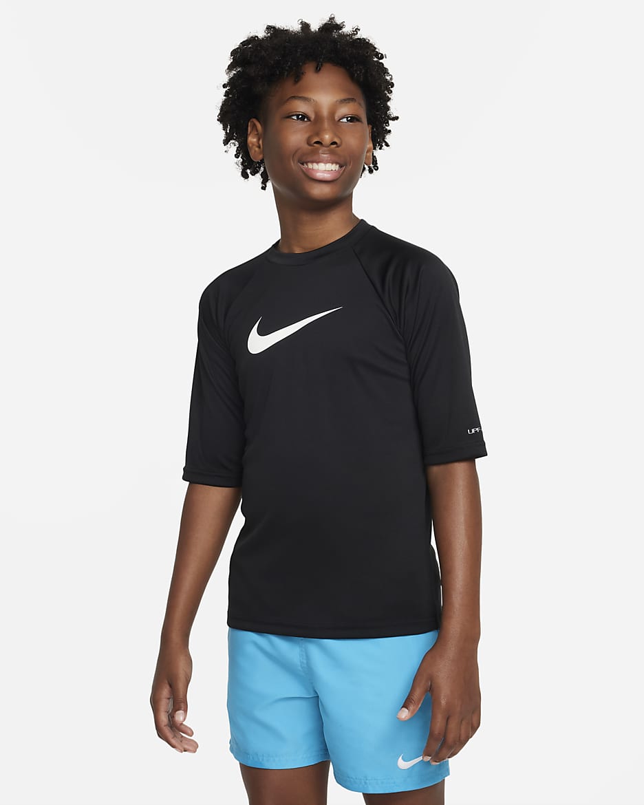 Camiseta Hydroguard de manga corta para niño talla grande Nike Dri-FIT - Negro