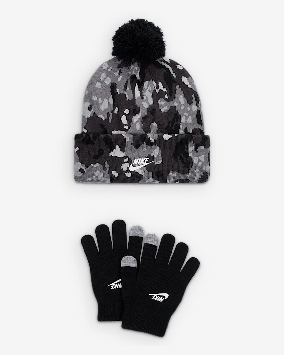 Conjunto de gorro Printed Apex de dos piezas para niño talla grande Nike Club - Negro