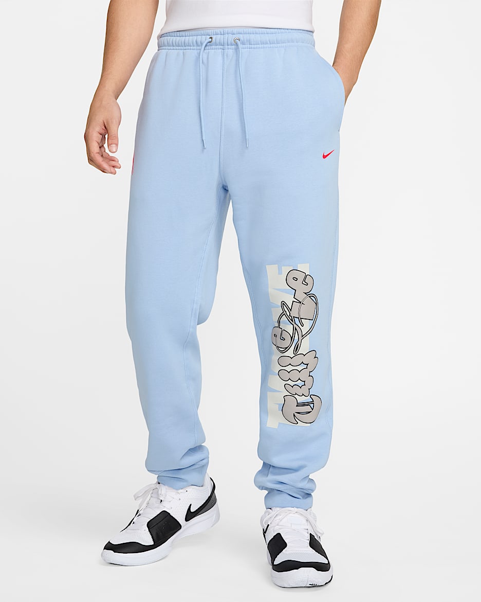 Joggers de básquetbol de tejido Fleece para hombre Ja - Cobalto felicidad/Carmesí brillante