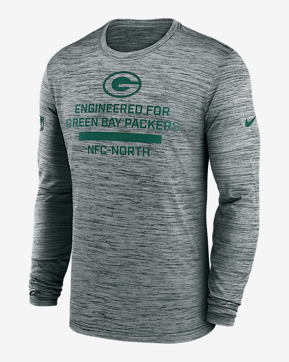 Playera de manga larga Nike Dri-FIT de la NFL para hombre Green Bay Packers Sideline Team Issue Velocity - Gris