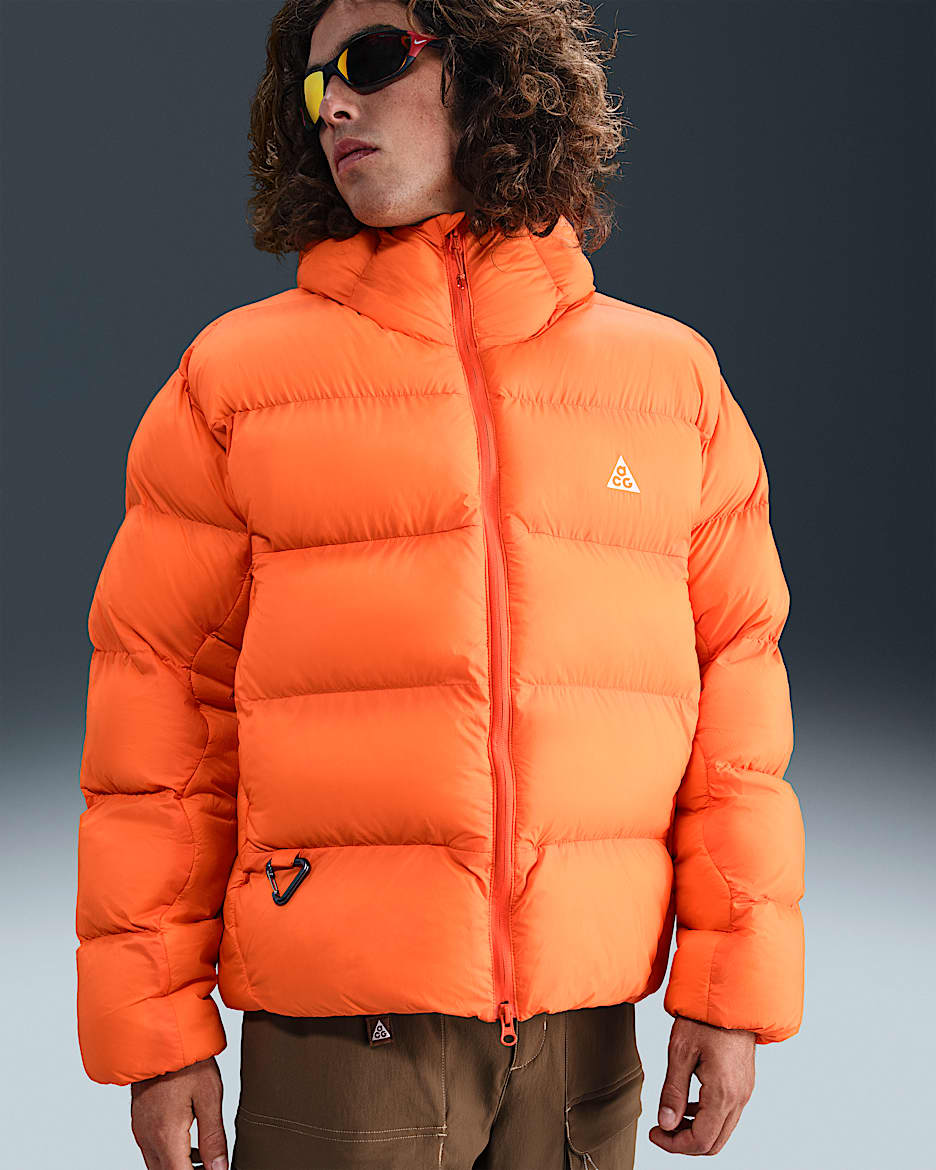 Løstsiddende Nike ACG "Lunar Lake" PrimaLoft® Therma-FIT ADV-jakke med hætte til mænd - Safety Orange/Safety Orange/Summit White
