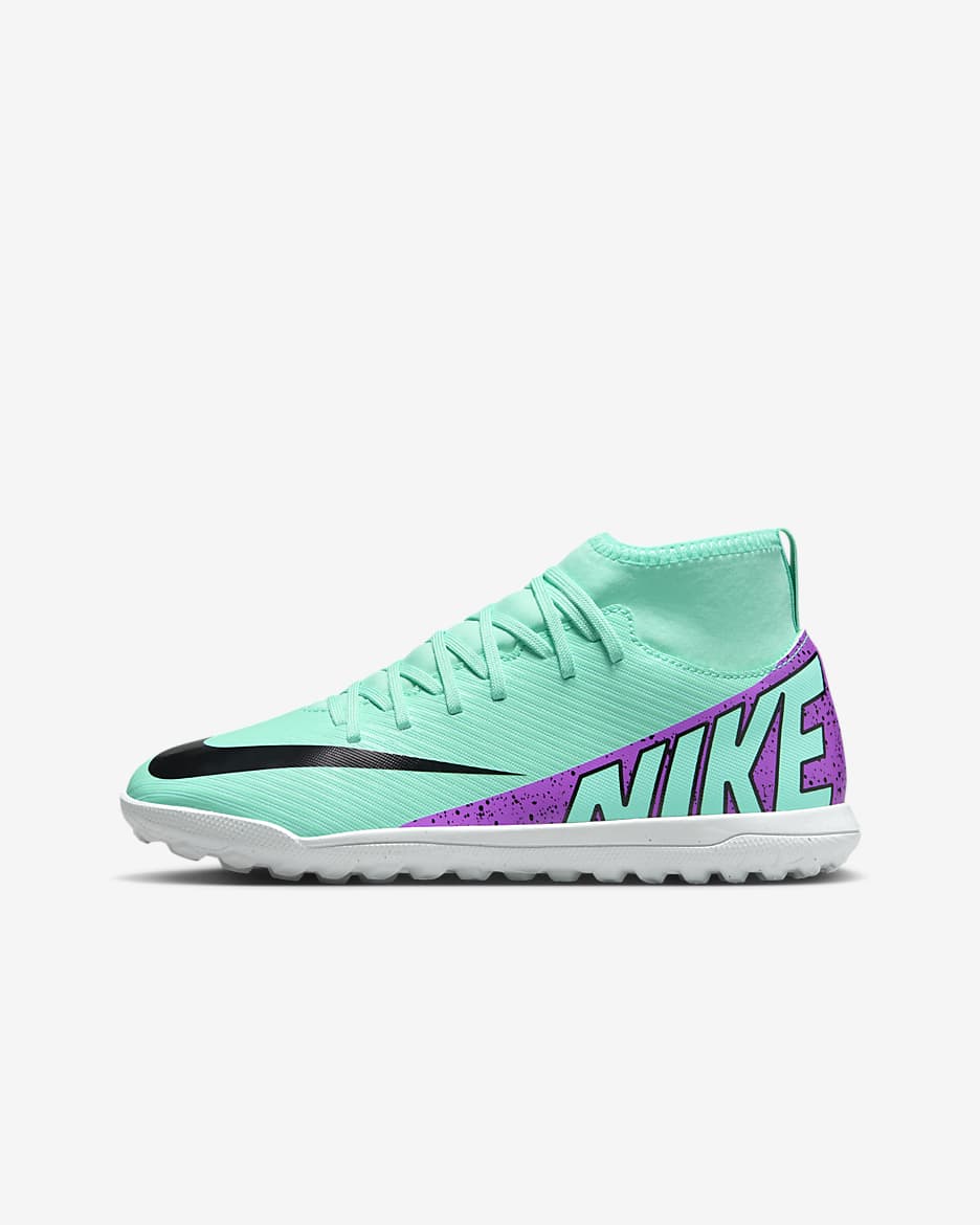 Nike Jr. Mercurial Superfly 9 Club Younger/Older Kids' Turf High-Top Football Shoes - Hyper Turquoise/Black/White/Fuchsia Dream