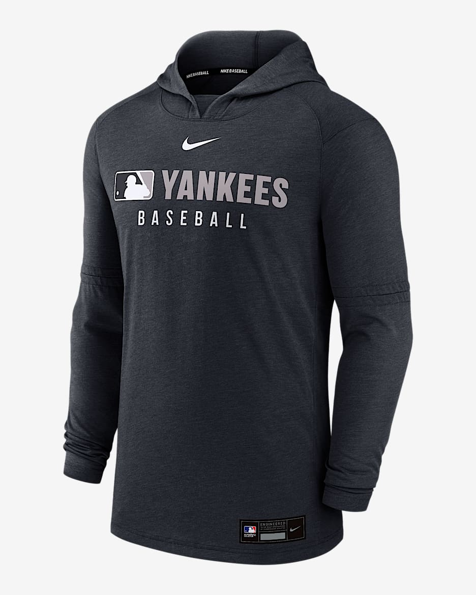 New York Yankees Authentic Collection Men's Nike Dri-FIT MLB Pullover Hoodie - Navy Heather