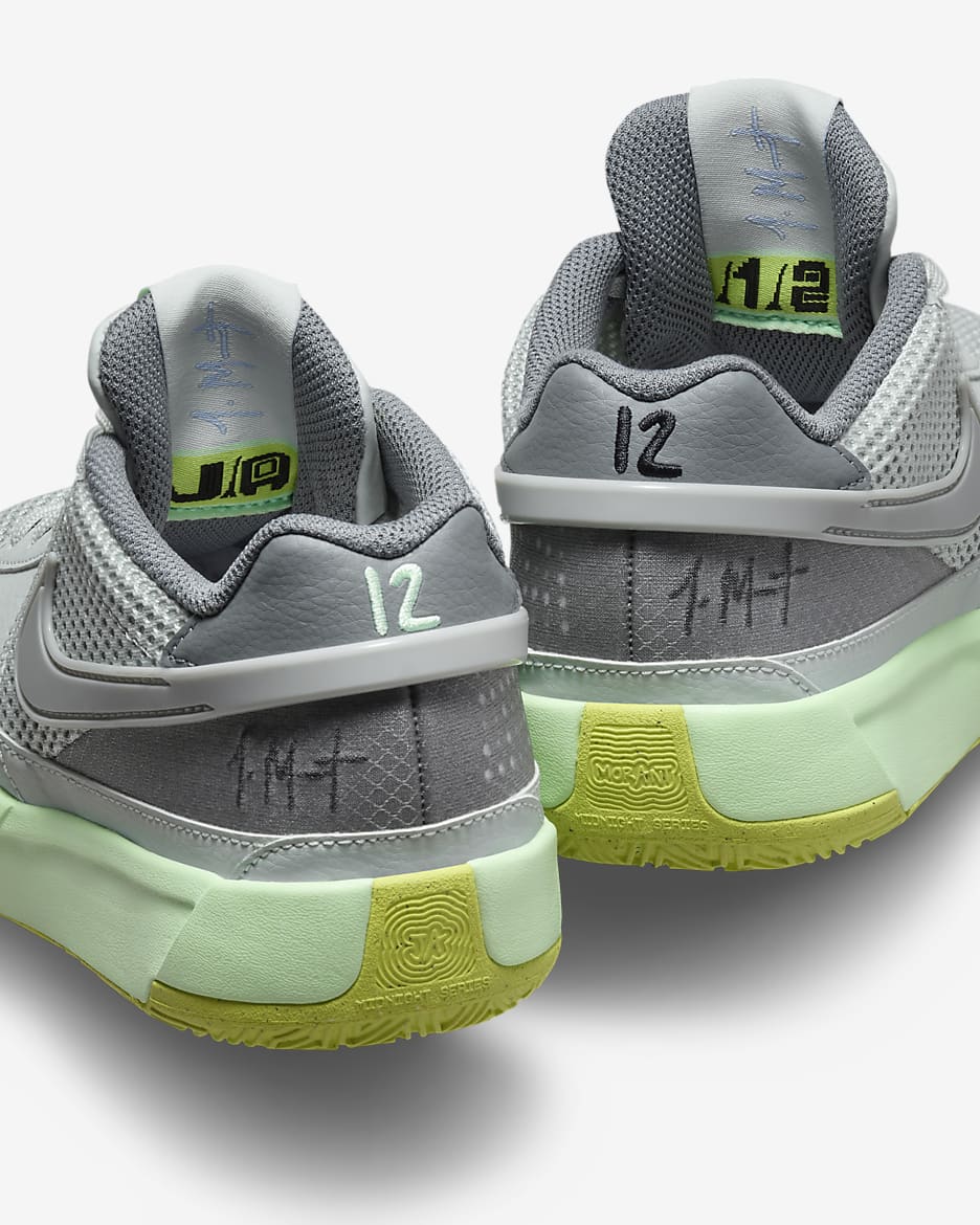 Ja 1 "Flash" Big Kids' Basketball Shoes - Light Silver/Cyber/Cool Grey/Granite