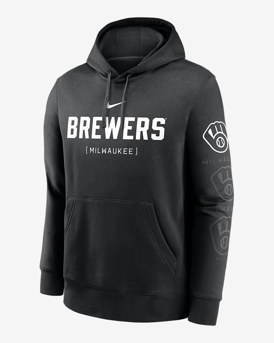 Milwaukee Brewers Fashion Club Men's Nike MLB Pullover Hoodie - Black