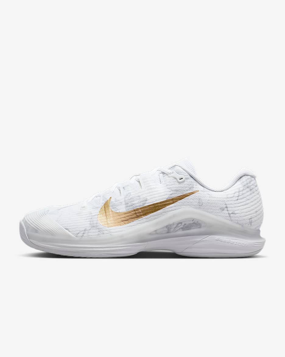 Nike Vapor 12 Magnolia Men's Hard Court Tennis Shoes - White/Pure Platinum/Metallic Gold