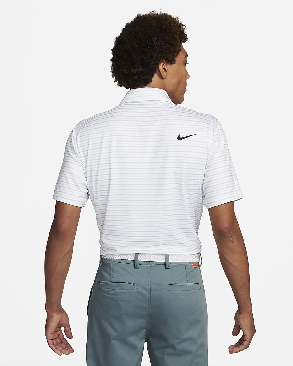 Polo de golf a rayas Dri-FIT para hombre Nike Tour - Blanco/Negro