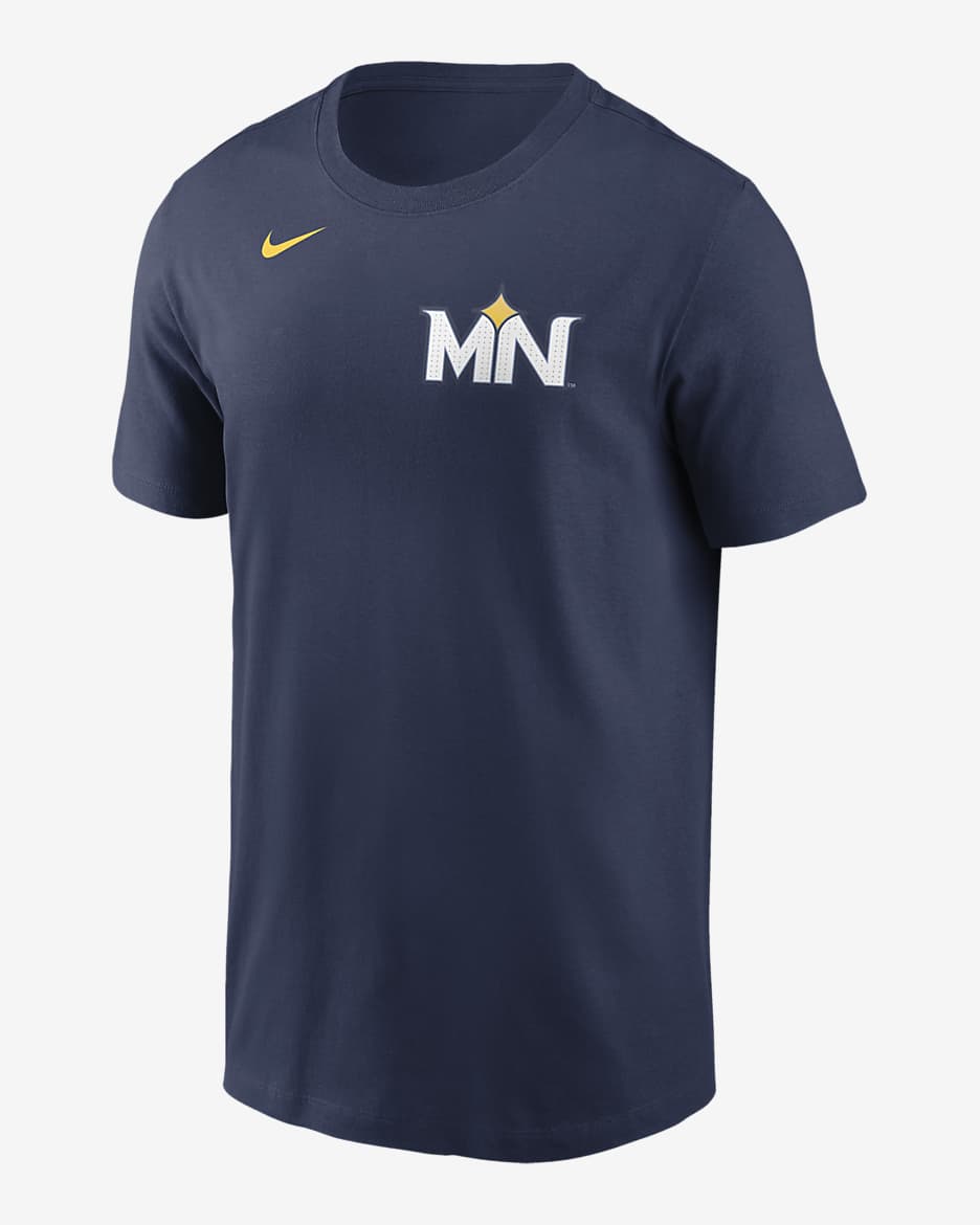 Playera Nike de la MLB para hombre Carlos Correa Minnesota Twins City Connect Fuse - Azul marino