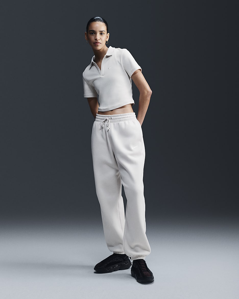 Pantaloni tuta oversize a vita alta Nike Sportswear Phoenix Fleece – Donna - Light Orewood Brown/Sail