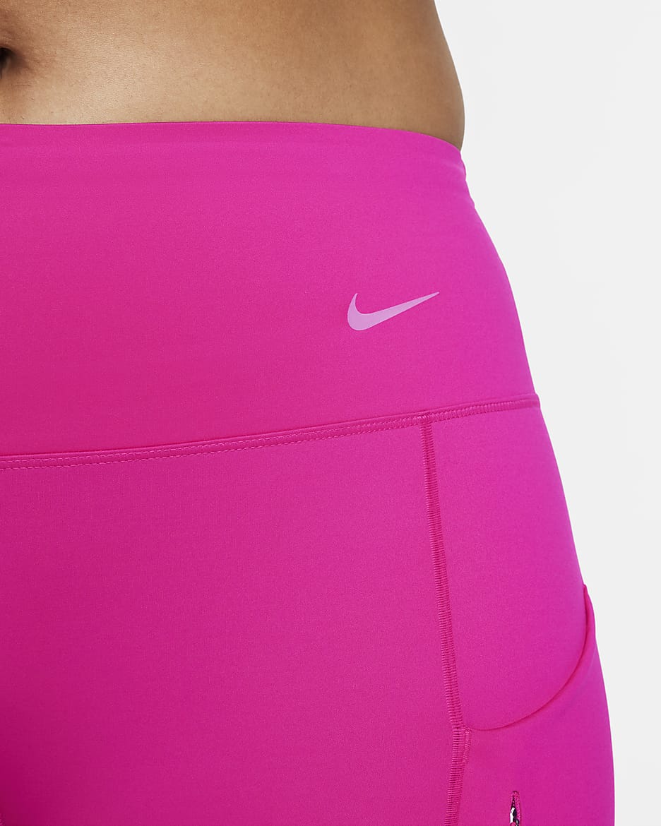 Nike Go Leggings de 7/8 de talle medio y sujeción firme con bolsillos - Mujer - Fireberry/Negro