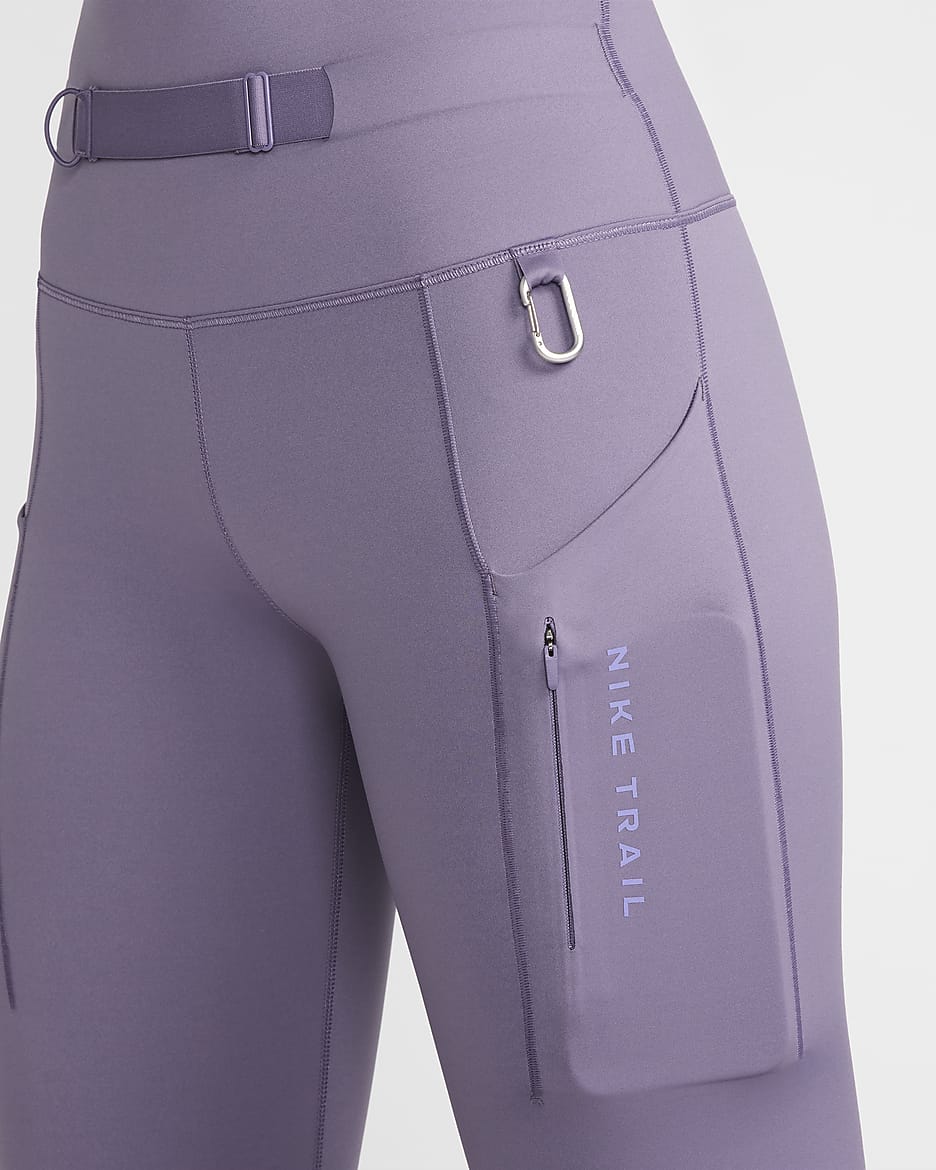 Damskie legginsy 7/8 z wysokim stanem i kieszeniami zapewniające mocne wsparcie Nike Trail Go - Daybreak/Daybreak/Court Purple