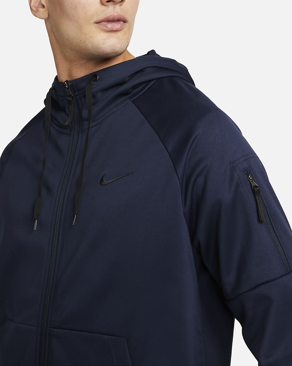 Nike Therma Men's Therma-FIT Full-Zip Fitness Top - Obsidian/Obsidian/Black