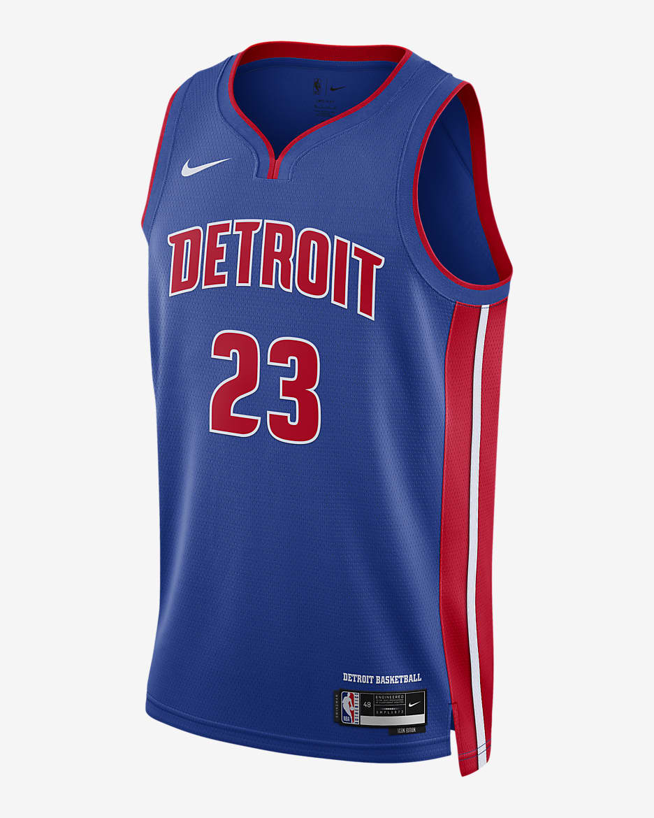 Detroit Pistons Icon Edition 2022/23 Men's Nike Dri-FIT NBA Swingman Jersey - Rush Blue