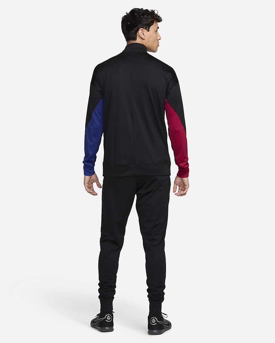 F.C. Barcelona Strike Men's Nike Dri-FIT Football Knit Tracksuit - Black/Noble Red/Deep Royal Blue/Light Orewood Brown